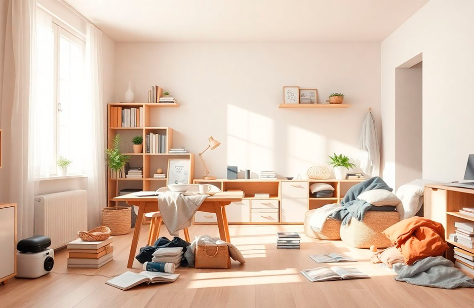 Before: a cluttered room